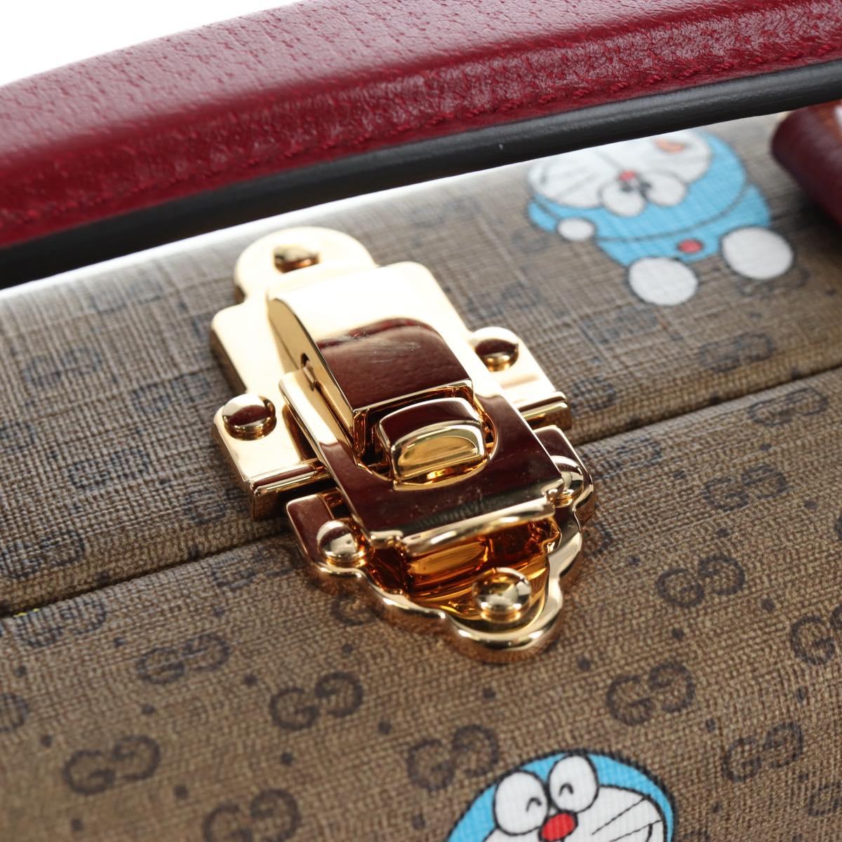 GUCCI Micro GG Supreme Doraemon Hand Bag PVC 2way Beige 633587 Auth 199347SM