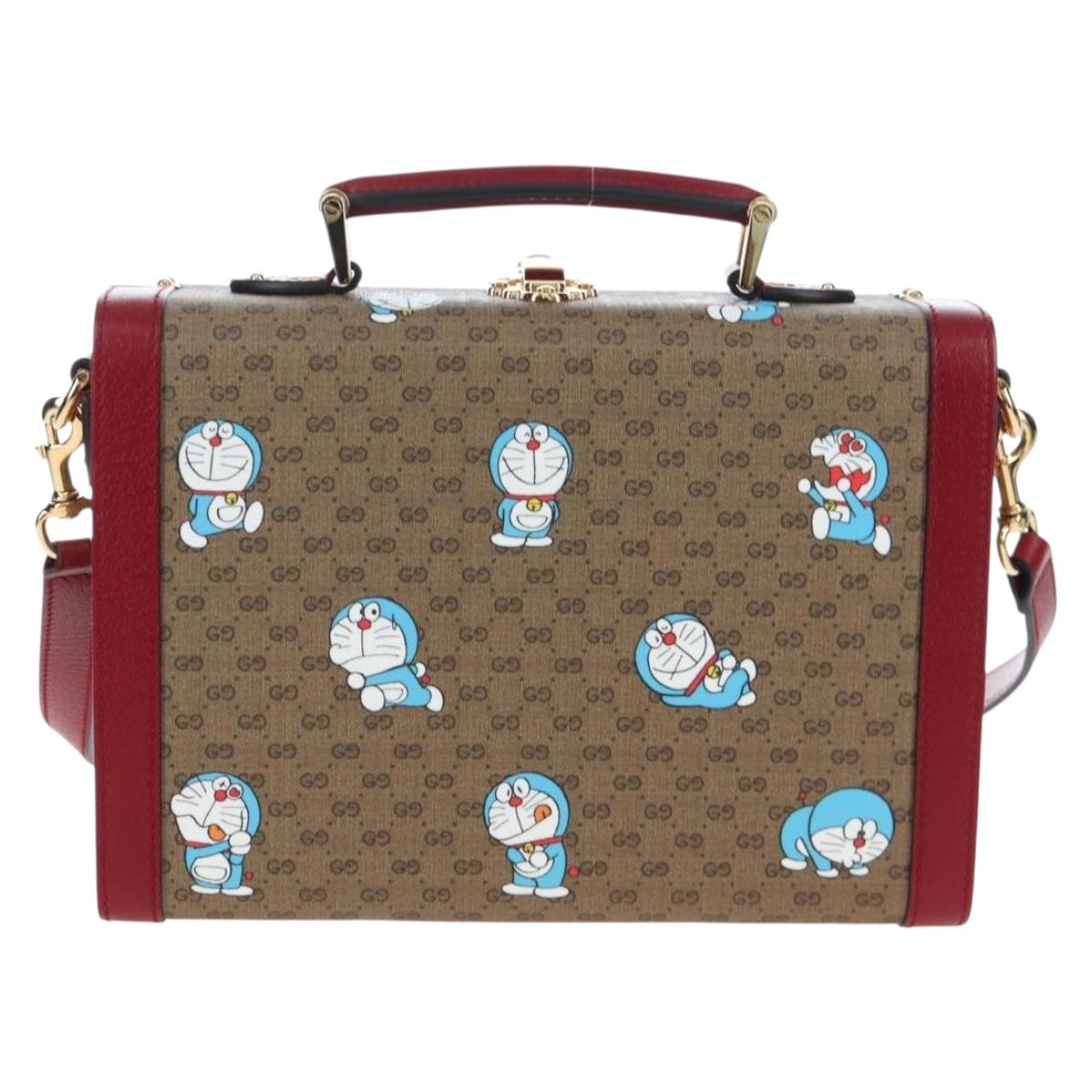 GUCCI Micro GG Supreme Doraemon Hand Bag PVC 2way Beige 633587 Auth 199347SM