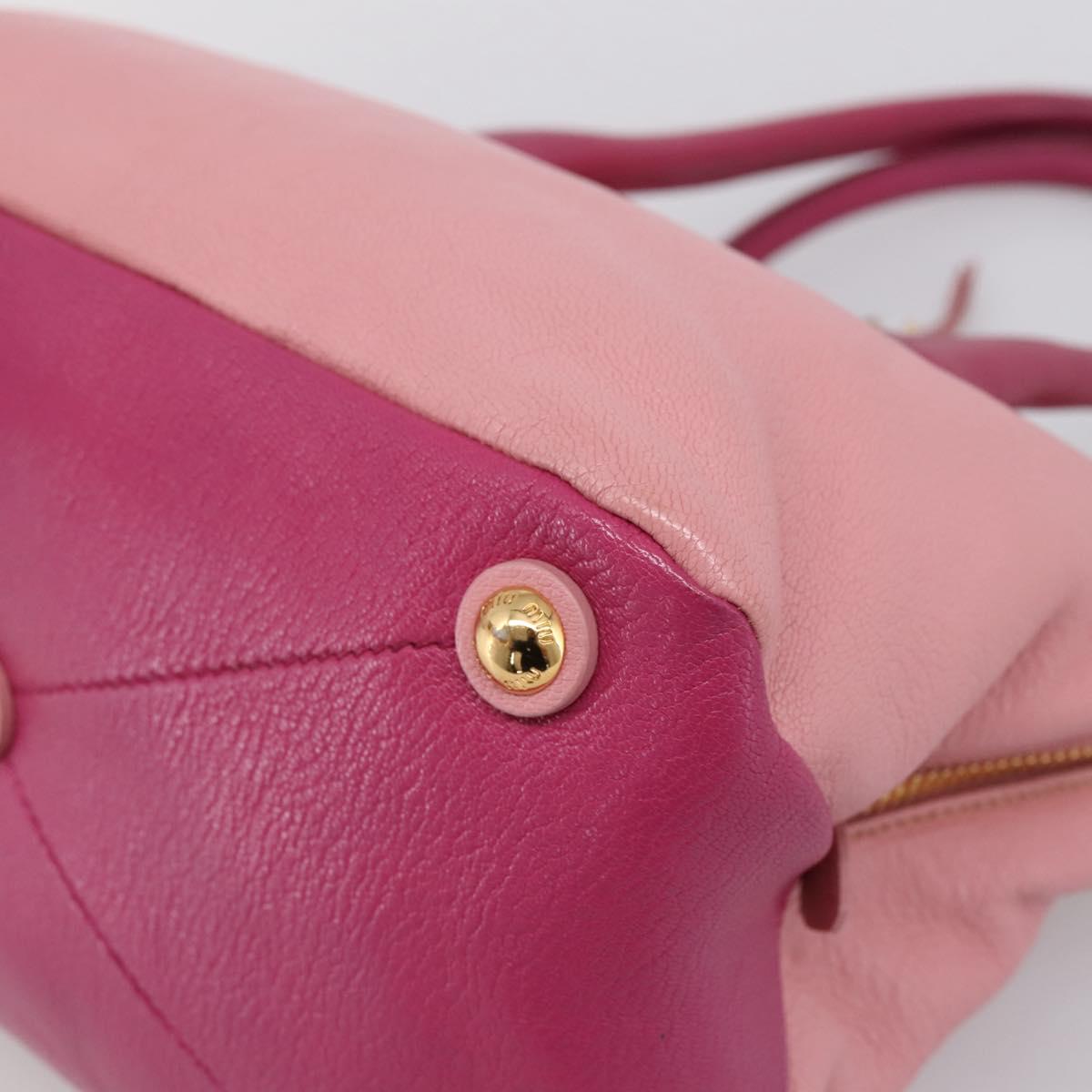 Miu Miu Tote Bag Leather Pink Gold Tone Auth 199349V