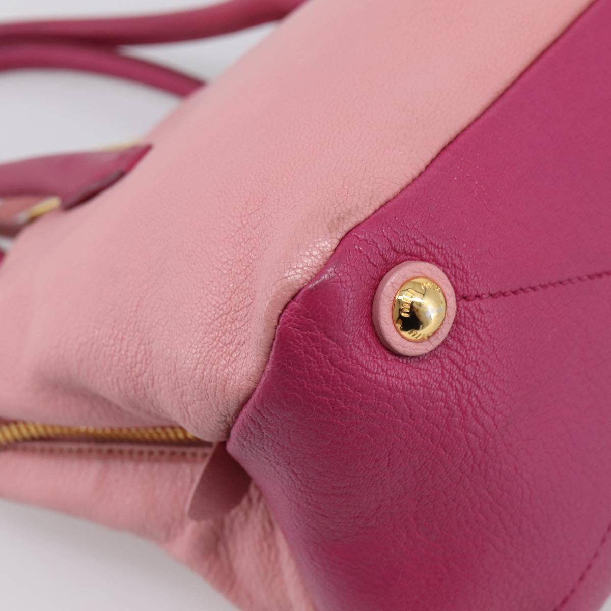 Miu Miu Tote Bag Leather Pink Gold Tone Auth 199349V