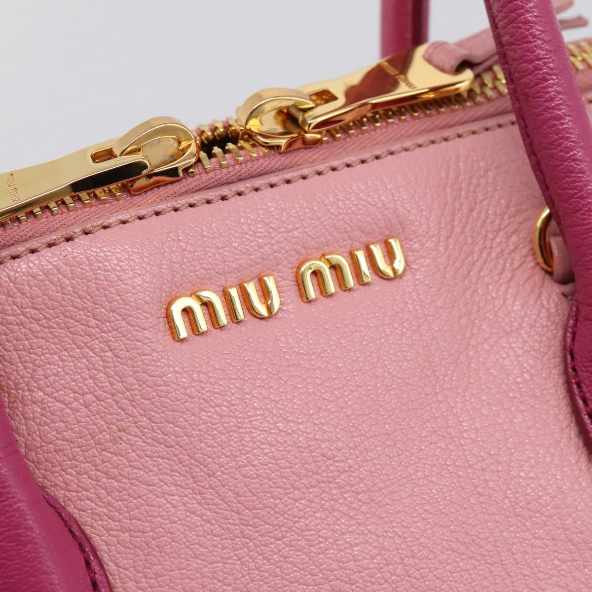 Miu Miu Tote Bag Leather Pink Gold Tone Auth 199349V