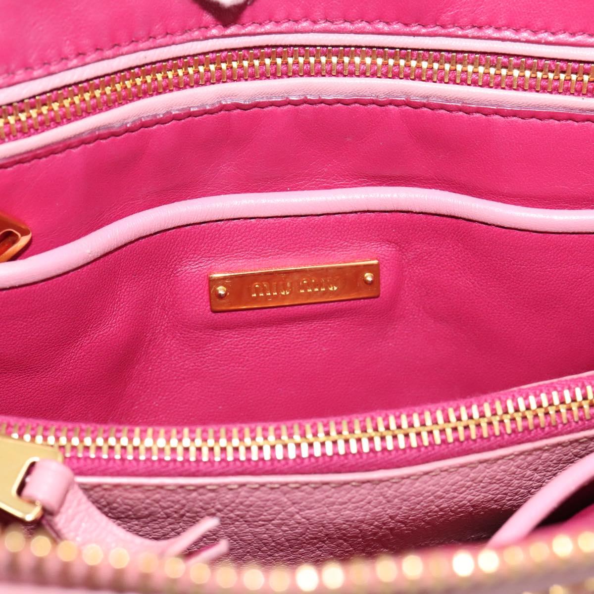 Miu Miu Tote Bag Leather Pink Gold Tone Auth 199349V