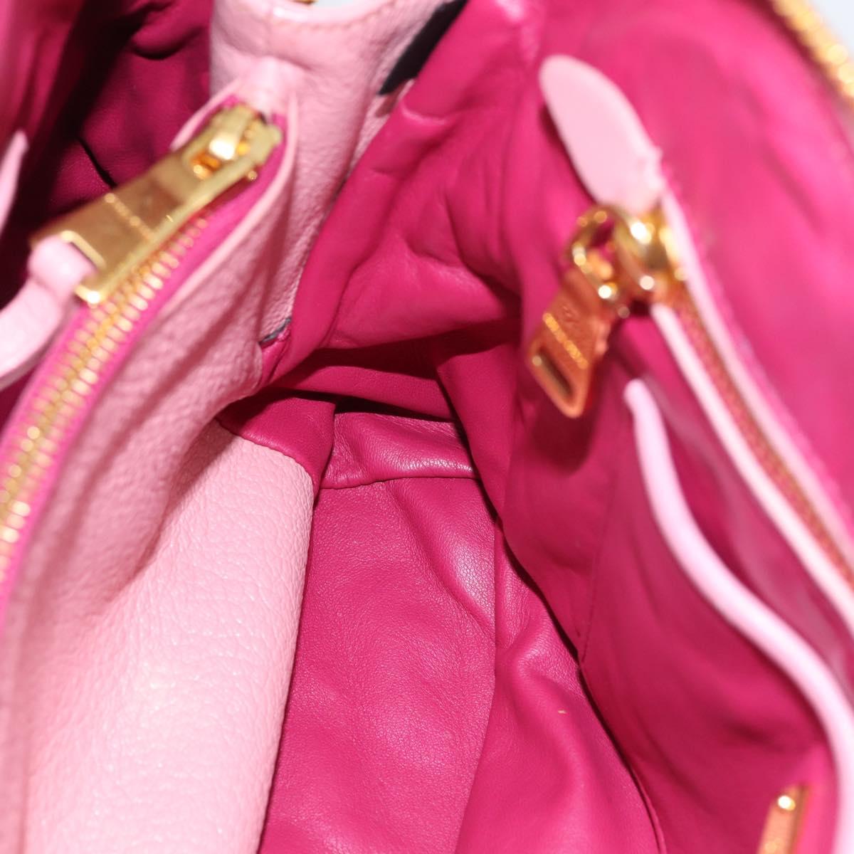 Miu Miu Tote Bag Leather Pink Gold Tone Auth 199349V