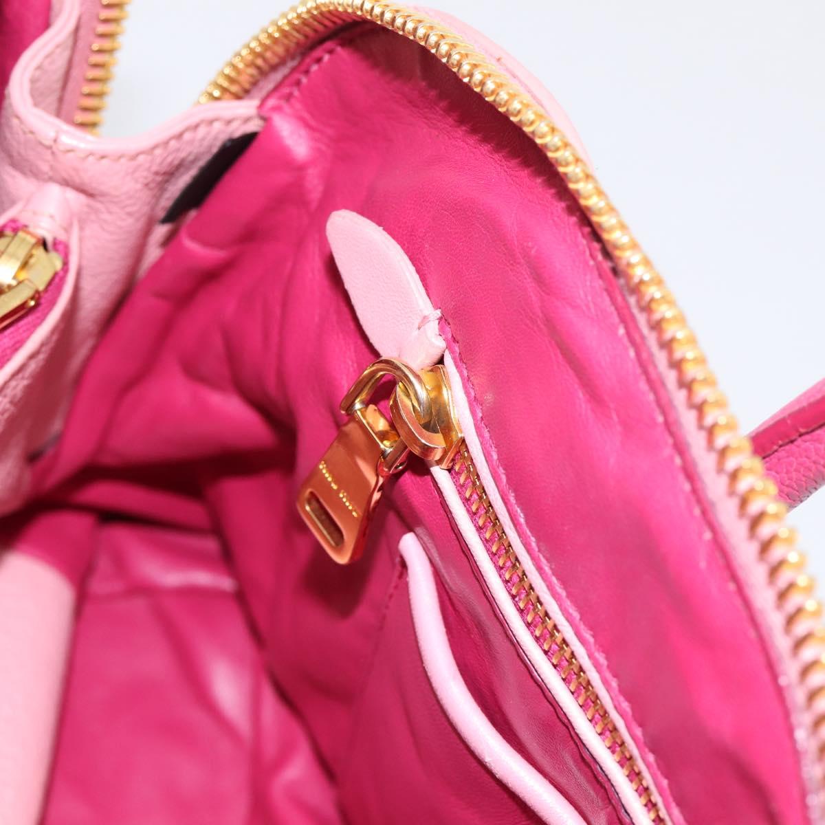 Miu Miu Tote Bag Leather Pink Gold Tone Auth 199349V