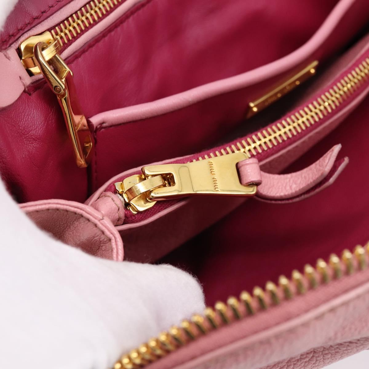 Miu Miu Tote Bag Leather Pink Gold Tone Auth 199349V