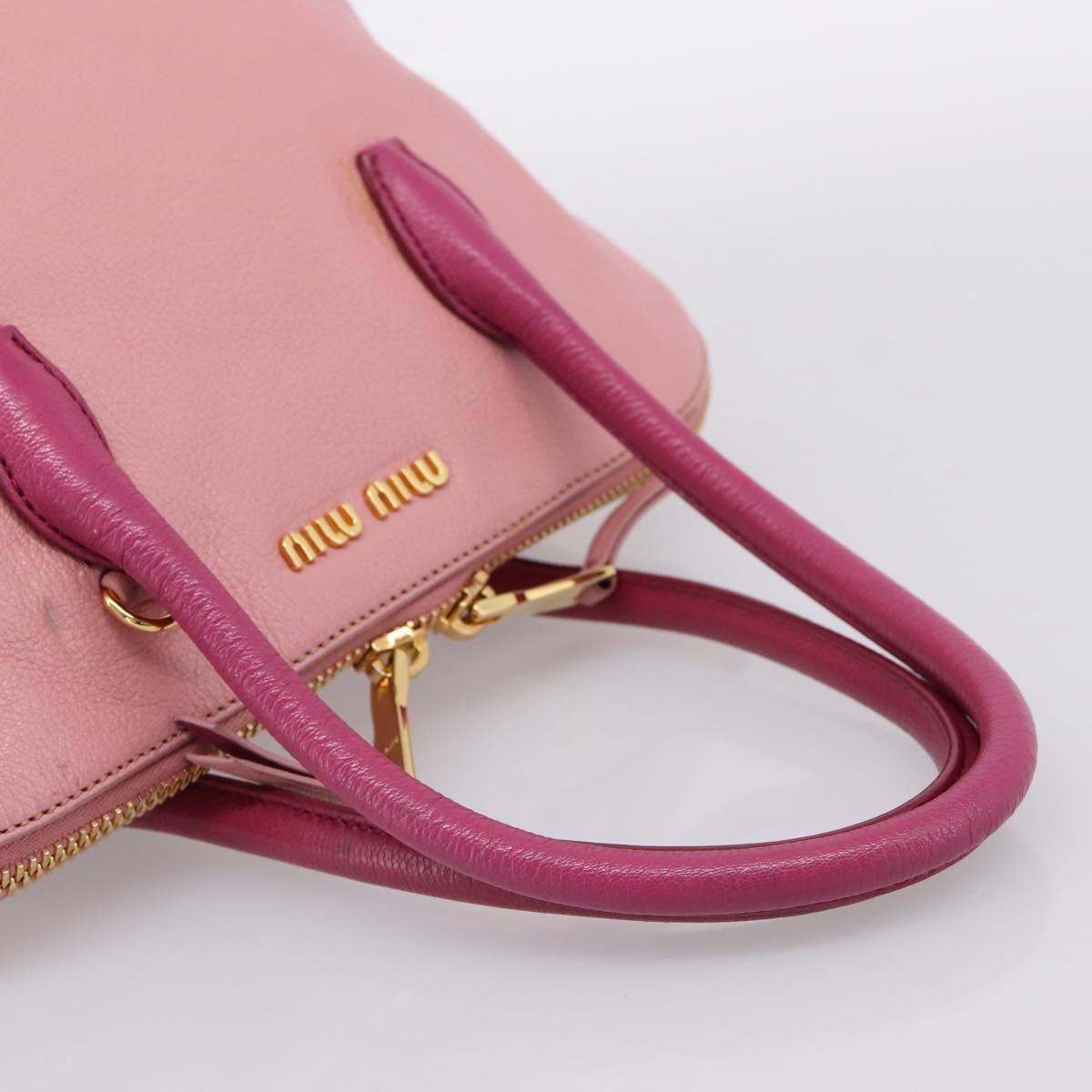 Miu Miu Tote Bag Leather Pink Gold Tone Auth 199349V