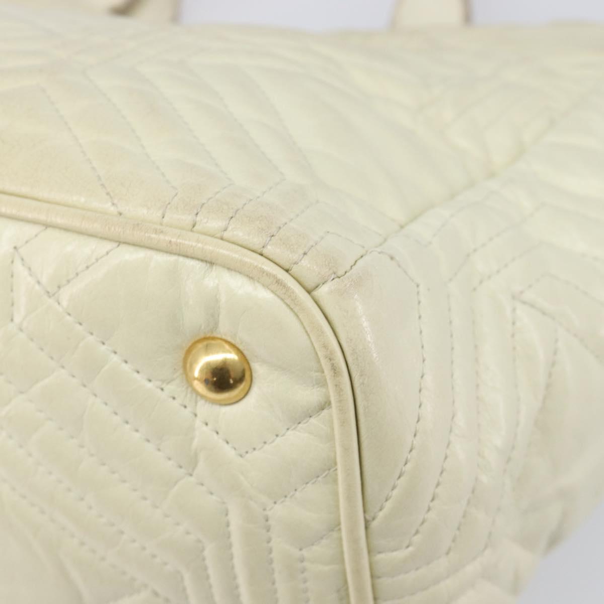 Miu Miu Vitter Shine Hand Bag Leather 2way Beige Gold Tone Auth 199350