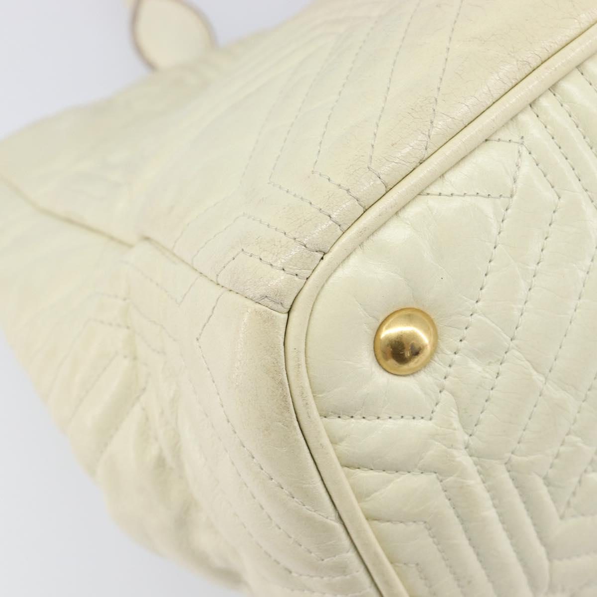 Miu Miu Vitter Shine Hand Bag Leather 2way Beige Gold Tone Auth 199350