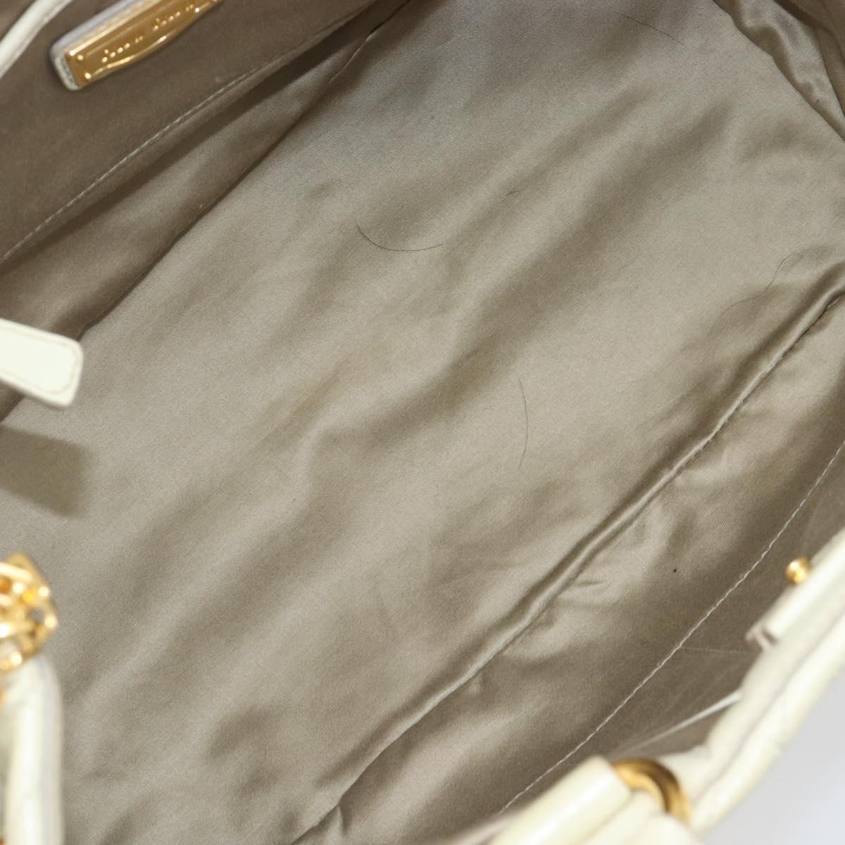Miu Miu Vitter Shine Hand Bag Leather 2way Beige Gold Tone Auth 199350