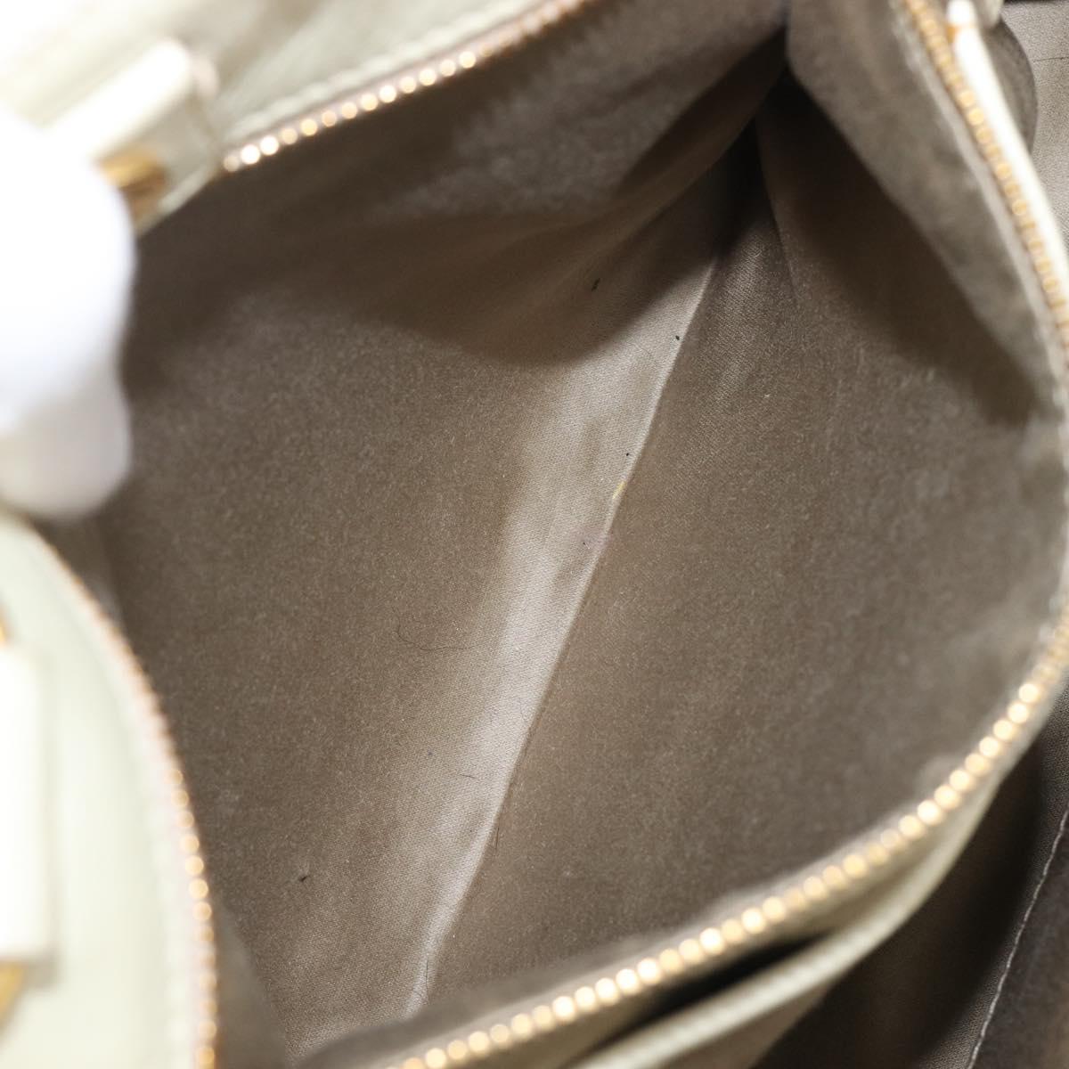Miu Miu Vitter Shine Hand Bag Leather 2way Beige Gold Tone Auth 199350