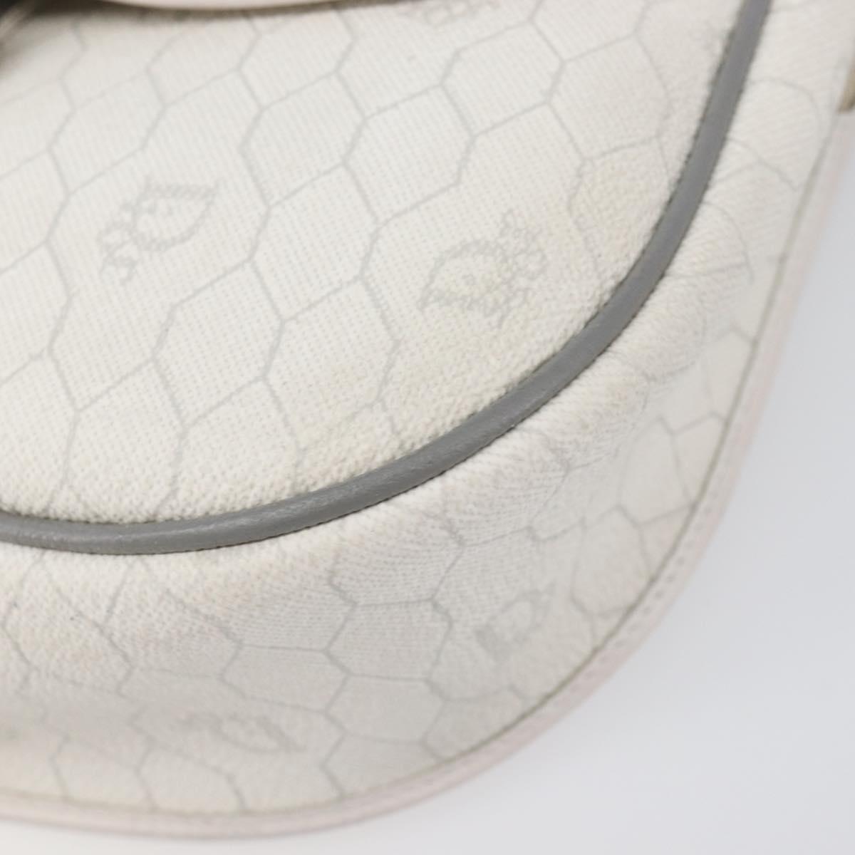 Christian Dior Honeycomb Shoulder Bag PVC Leather White Gold Tone Auth 199351