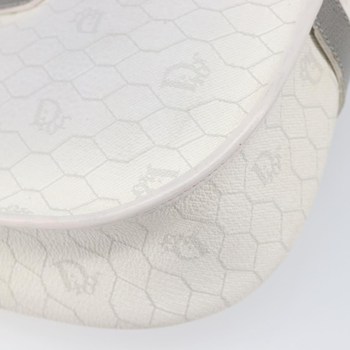 Christian Dior Honeycomb Shoulder Bag PVC Leather White Gold Tone Auth 199351