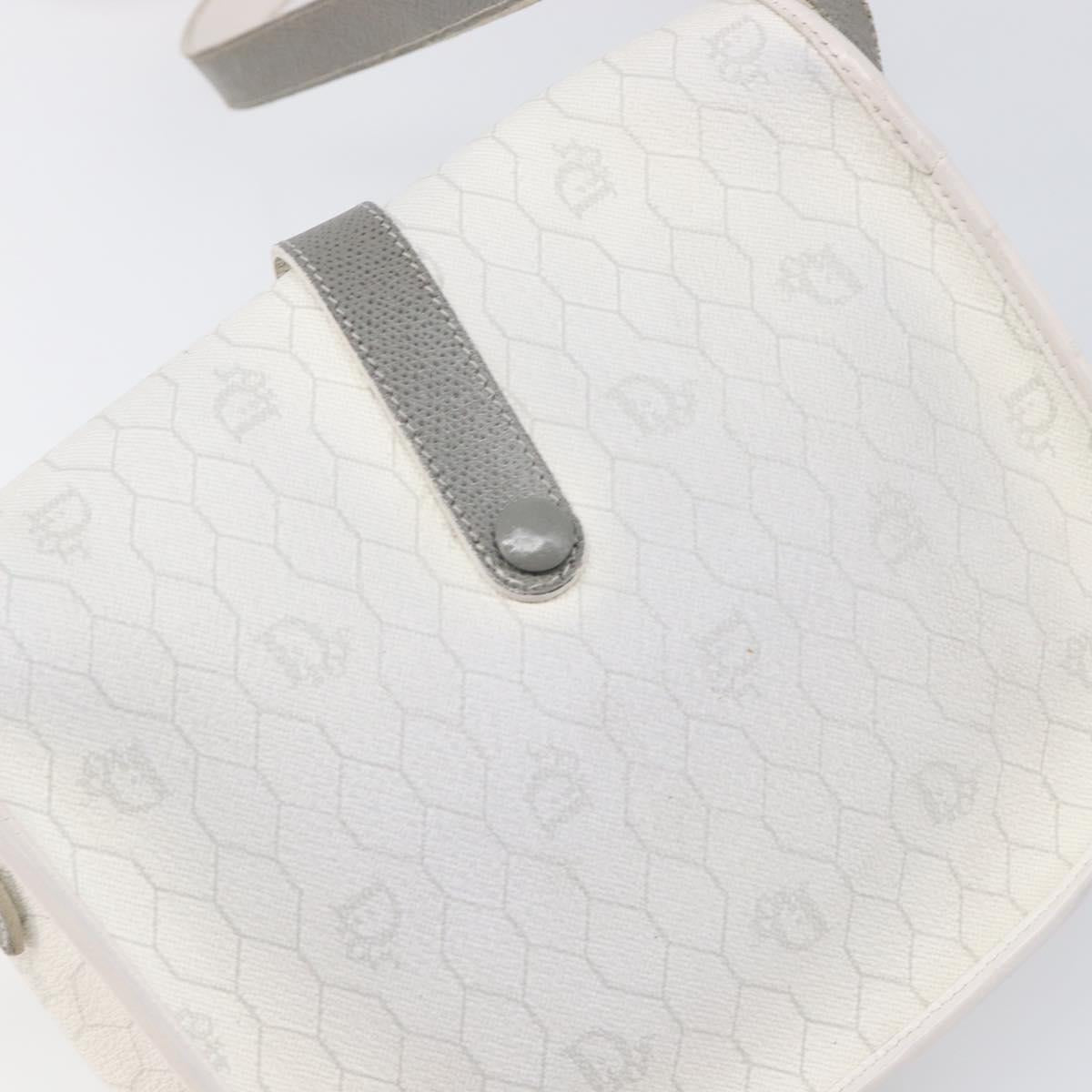 Christian Dior Honeycomb Shoulder Bag PVC Leather White Gold Tone Auth 199351