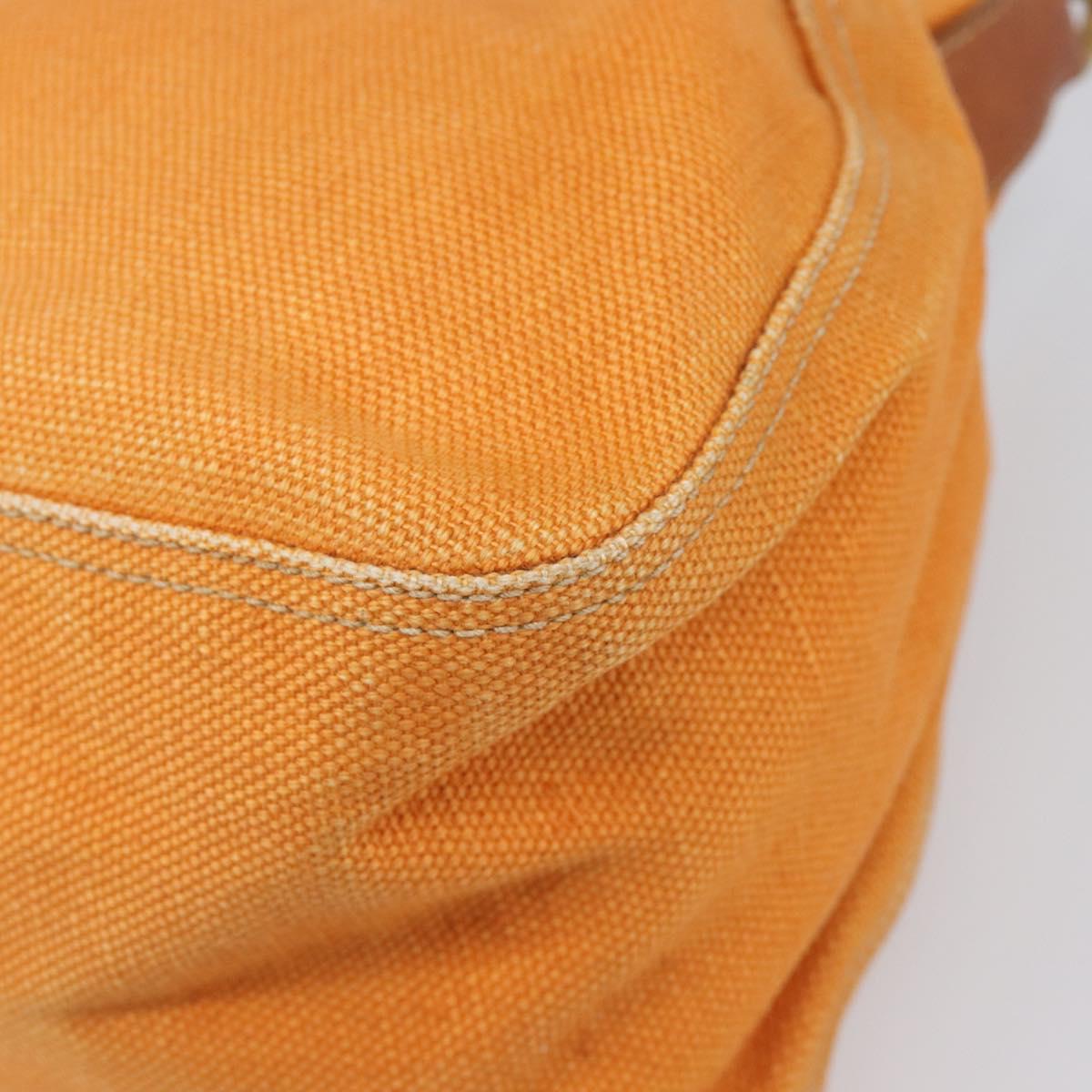 Miu Miu Shoulder Bag Canvas Orange Gold Tone Auth 199352