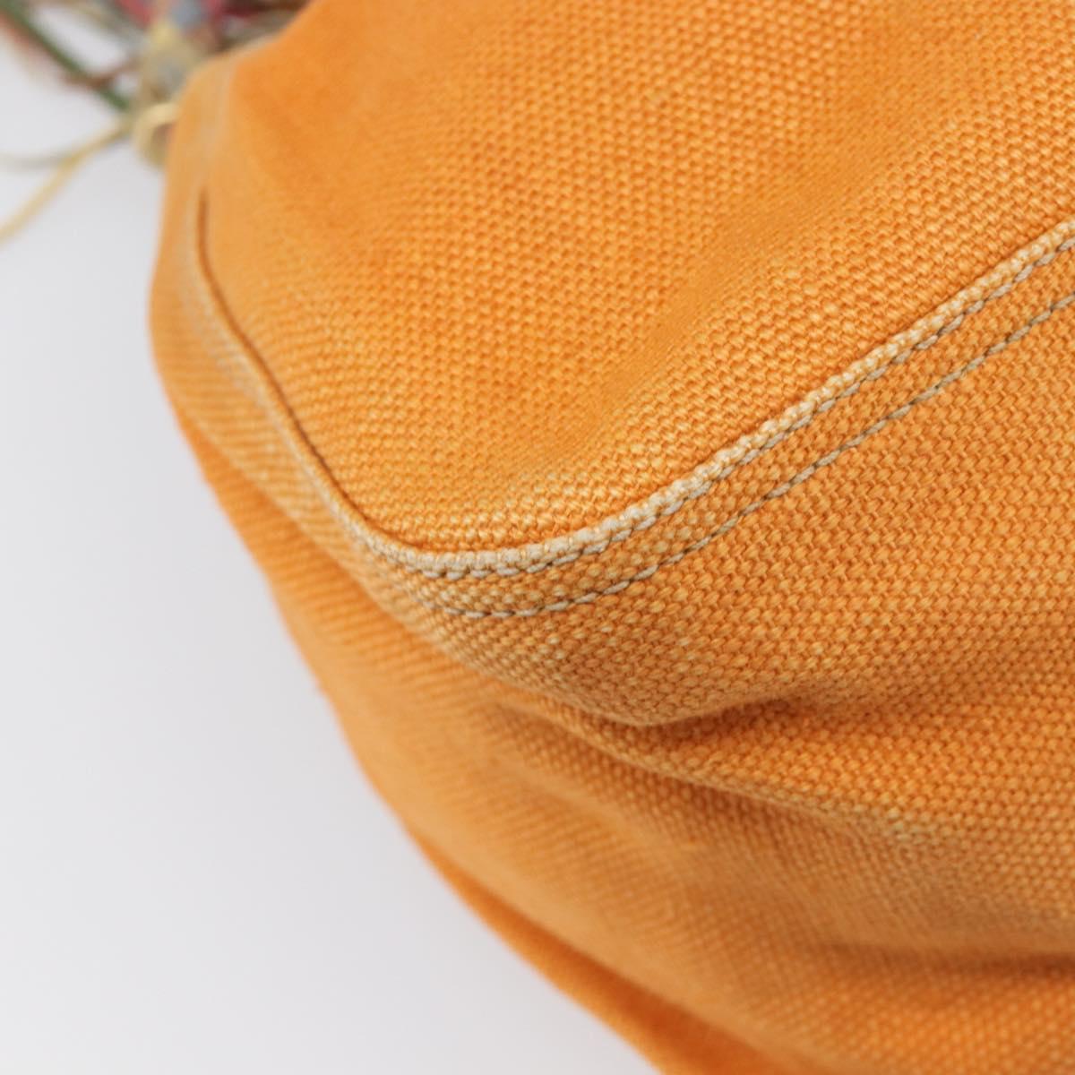 Miu Miu Shoulder Bag Canvas Orange Gold Tone Auth 199352