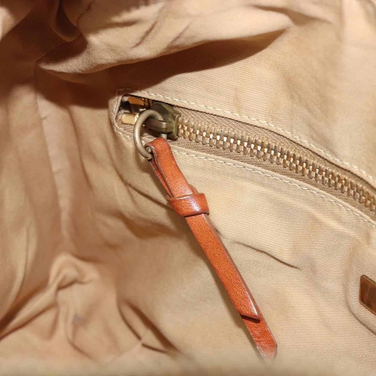Miu Miu Shoulder Bag Canvas Orange Gold Tone Auth 199352