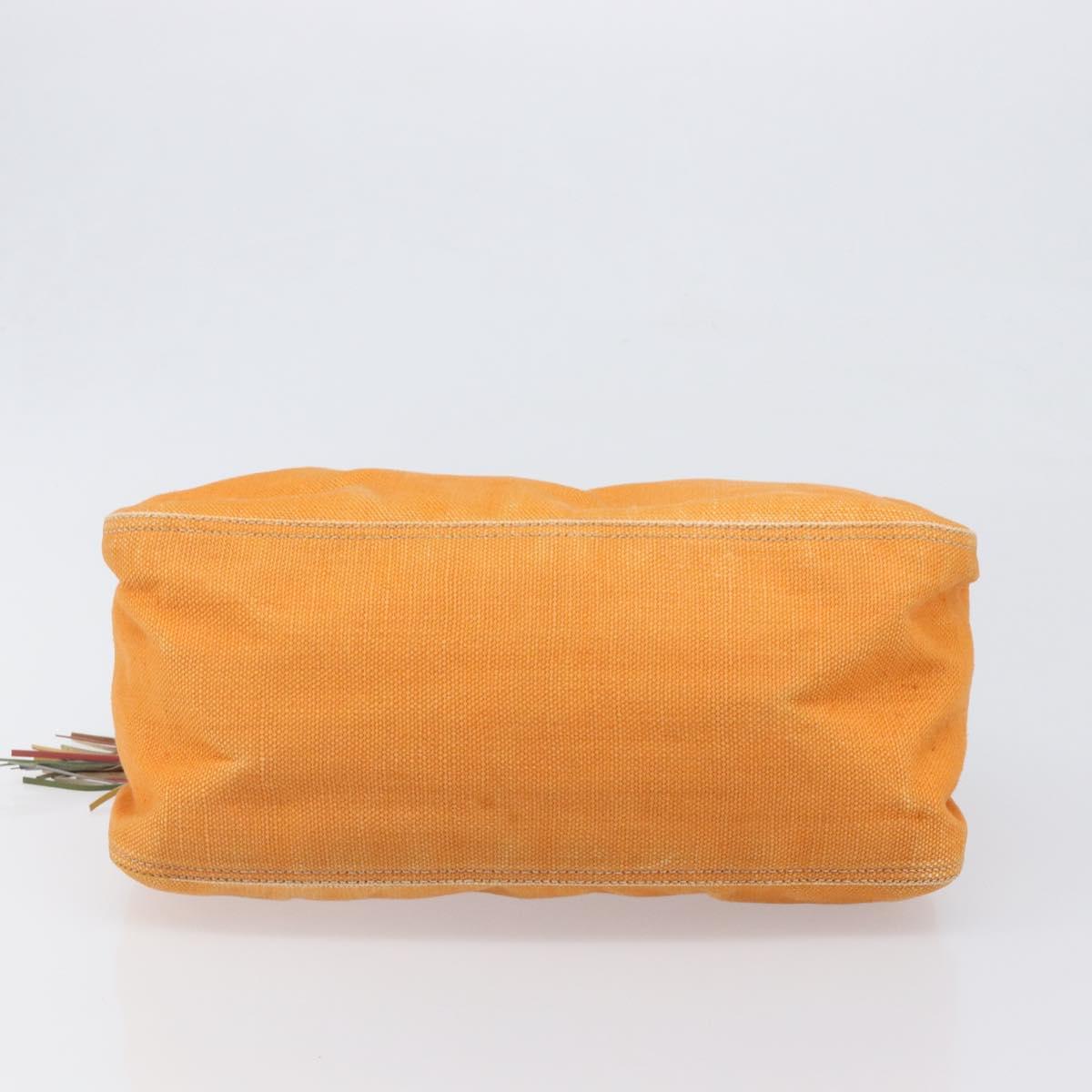 Miu Miu Shoulder Bag Canvas Orange Gold Tone Auth 199352