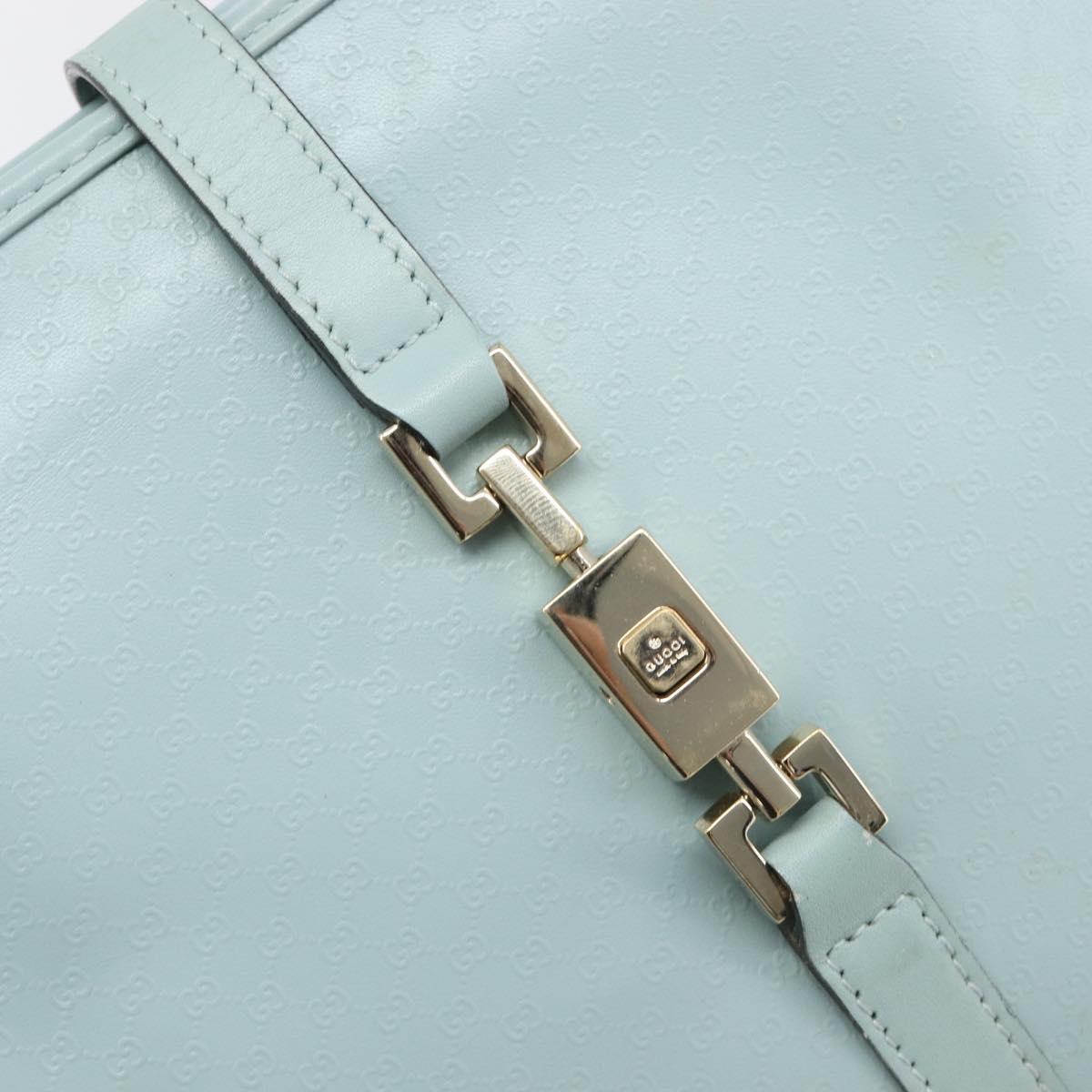 GUCCI Micro GG Jackie Hand Bag PVC Light Blue Gold Tone 002 1065 Auth 199353A