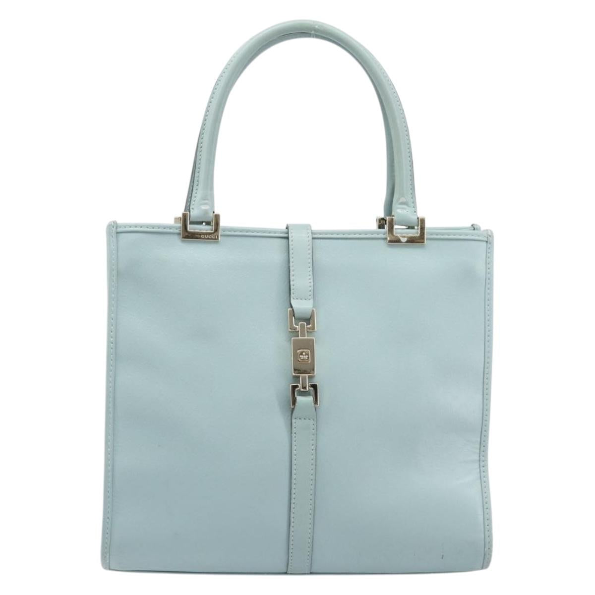 GUCCI Micro GG Jackie Hand Bag PVC Light Blue Gold Tone 002 1065 Auth 199353A