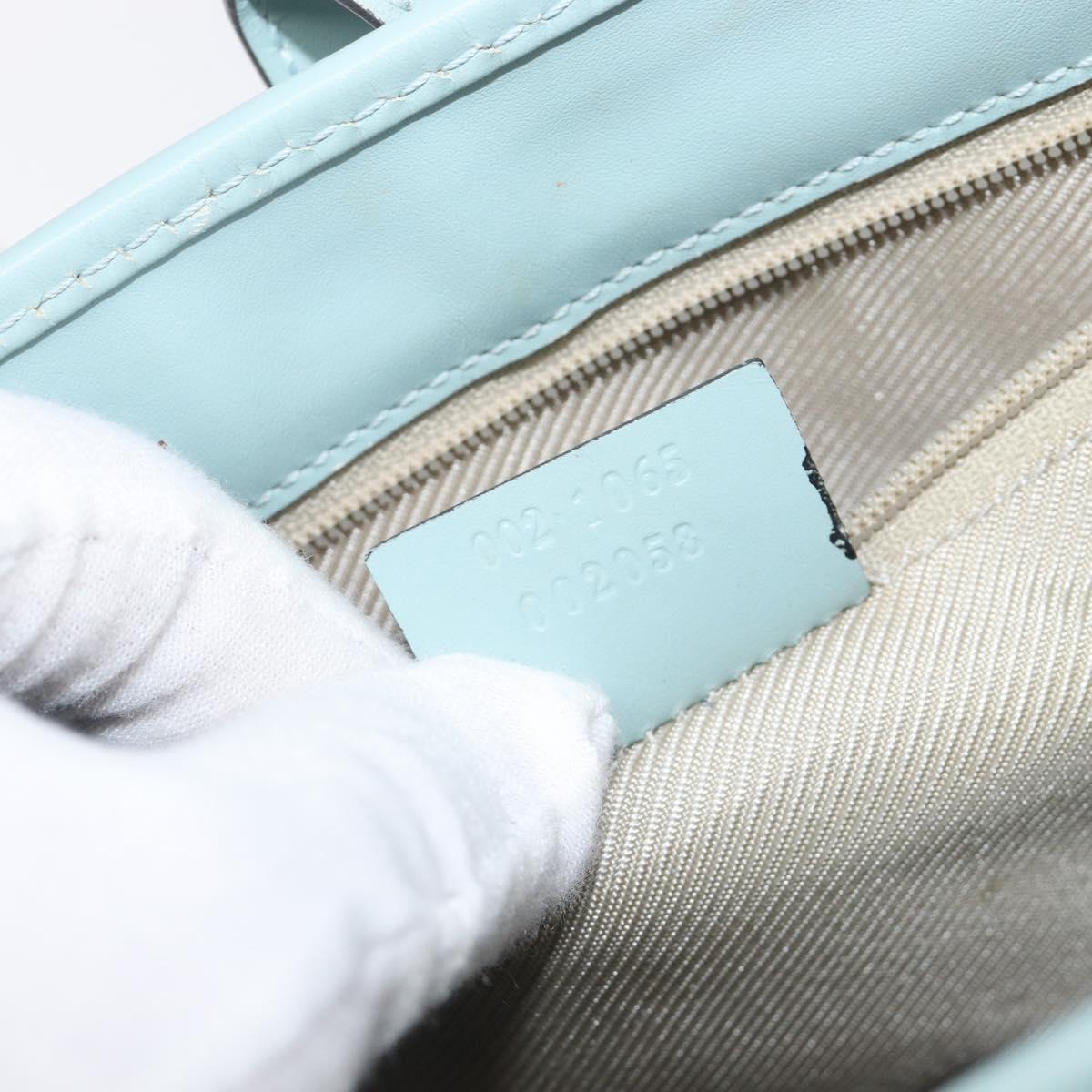 GUCCI Micro GG Jackie Hand Bag PVC Light Blue Gold Tone 002 1065 Auth 199353A