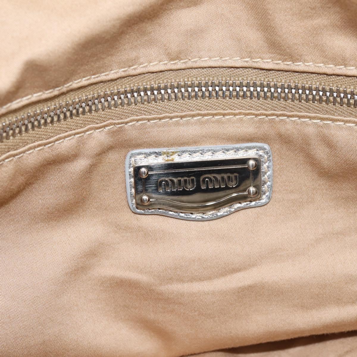 Miu Miu Tote Bag Leather Silver Gold Auth 199356A