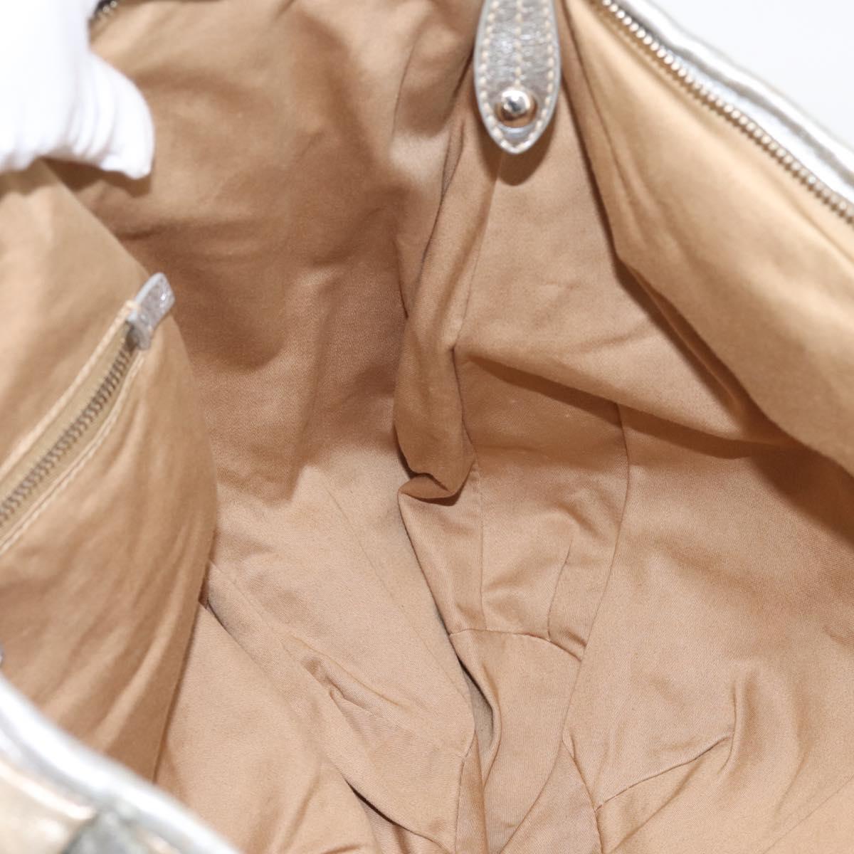 Miu Miu Tote Bag Leather Silver Gold Auth 199356A