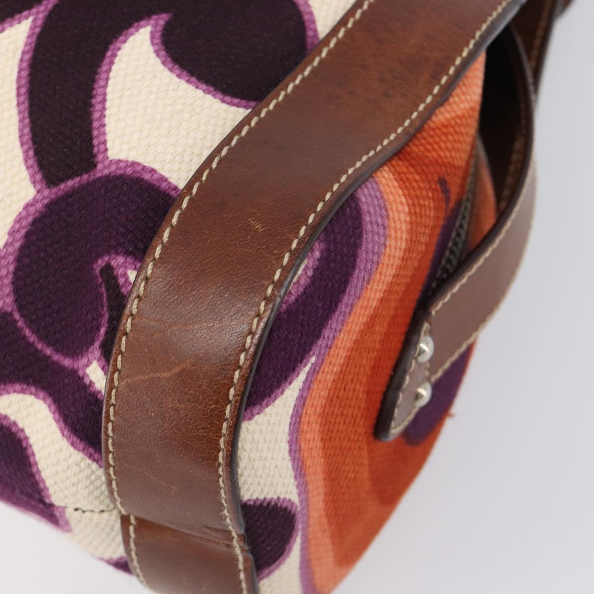Miu Miu Hand Bag Canvas Purple Brown Auth 199357A