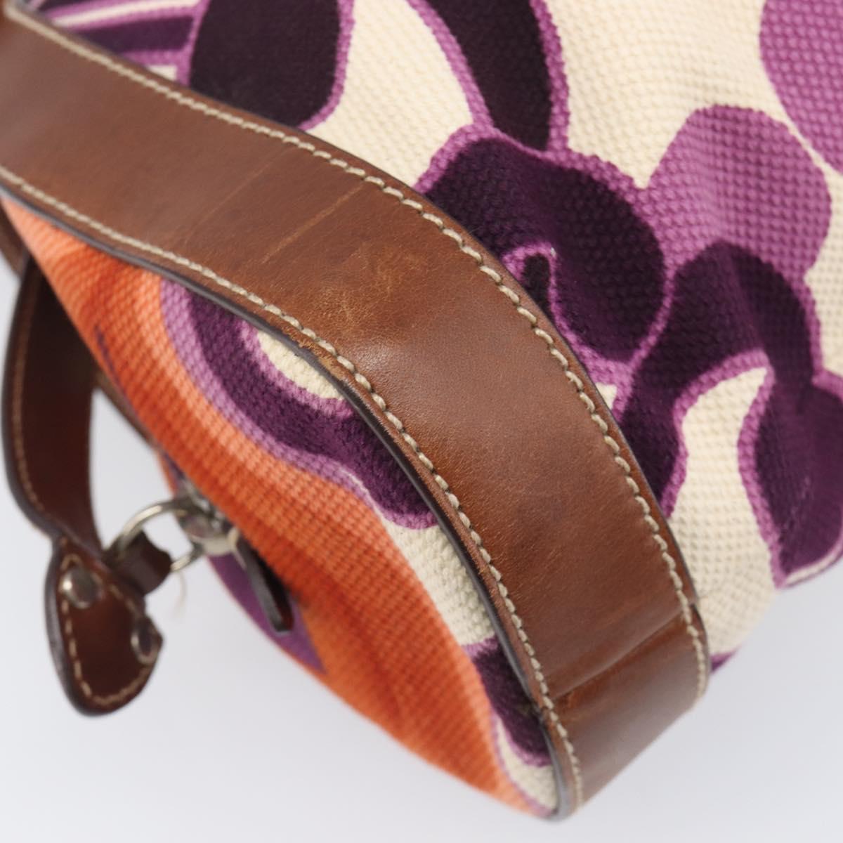 Miu Miu Hand Bag Canvas Purple Brown Auth 199357A
