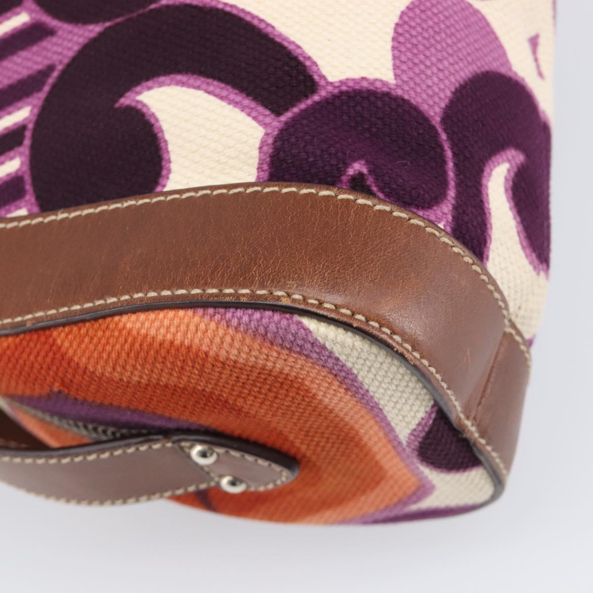 Miu Miu Hand Bag Canvas Purple Brown Auth 199357A