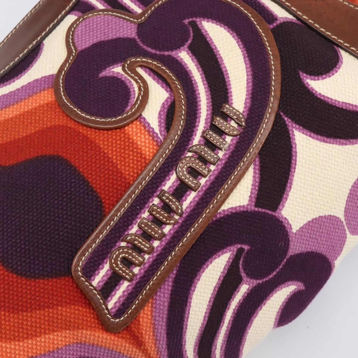 Miu Miu Hand Bag Canvas Purple Brown Auth 199357A