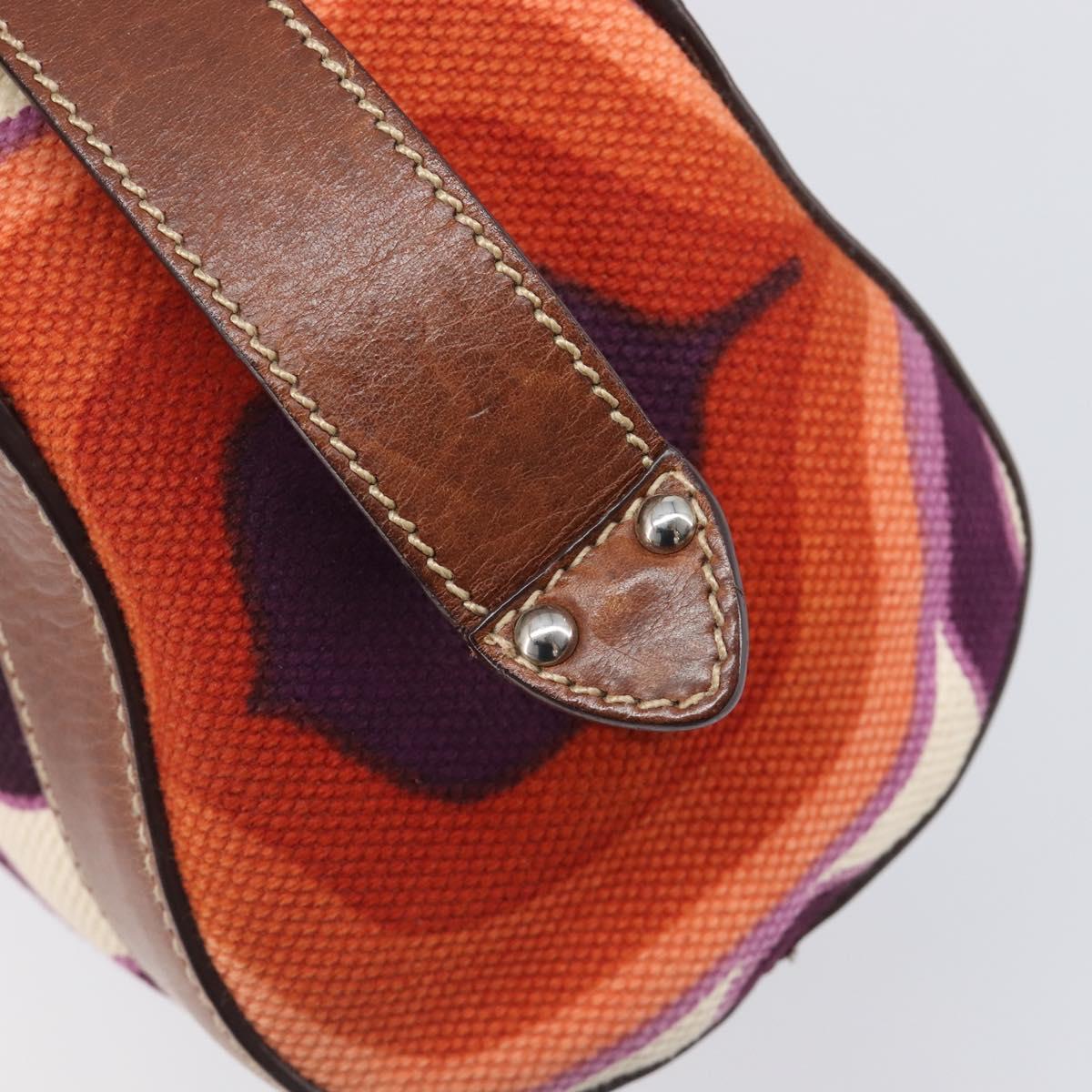 Miu Miu Hand Bag Canvas Purple Brown Auth 199357A
