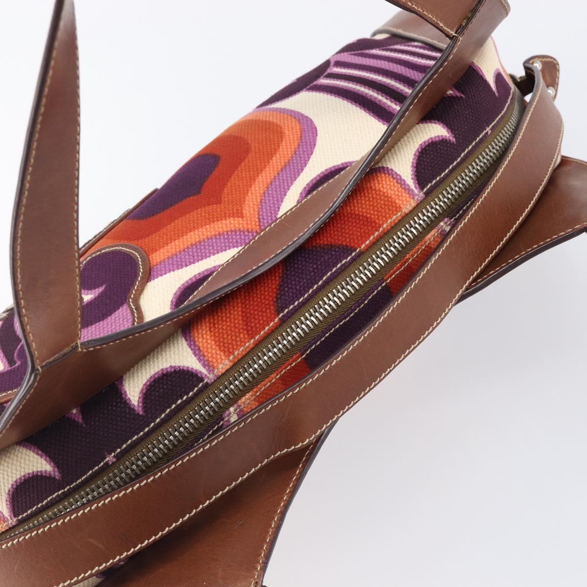 Miu Miu Hand Bag Canvas Purple Brown Auth 199357A