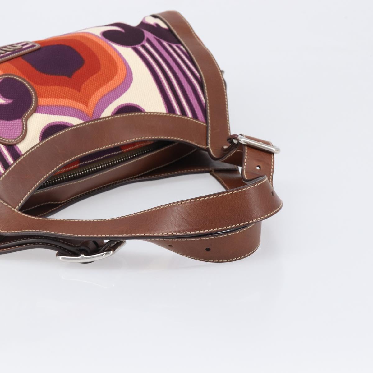 Miu Miu Hand Bag Canvas Purple Brown Auth 199357A
