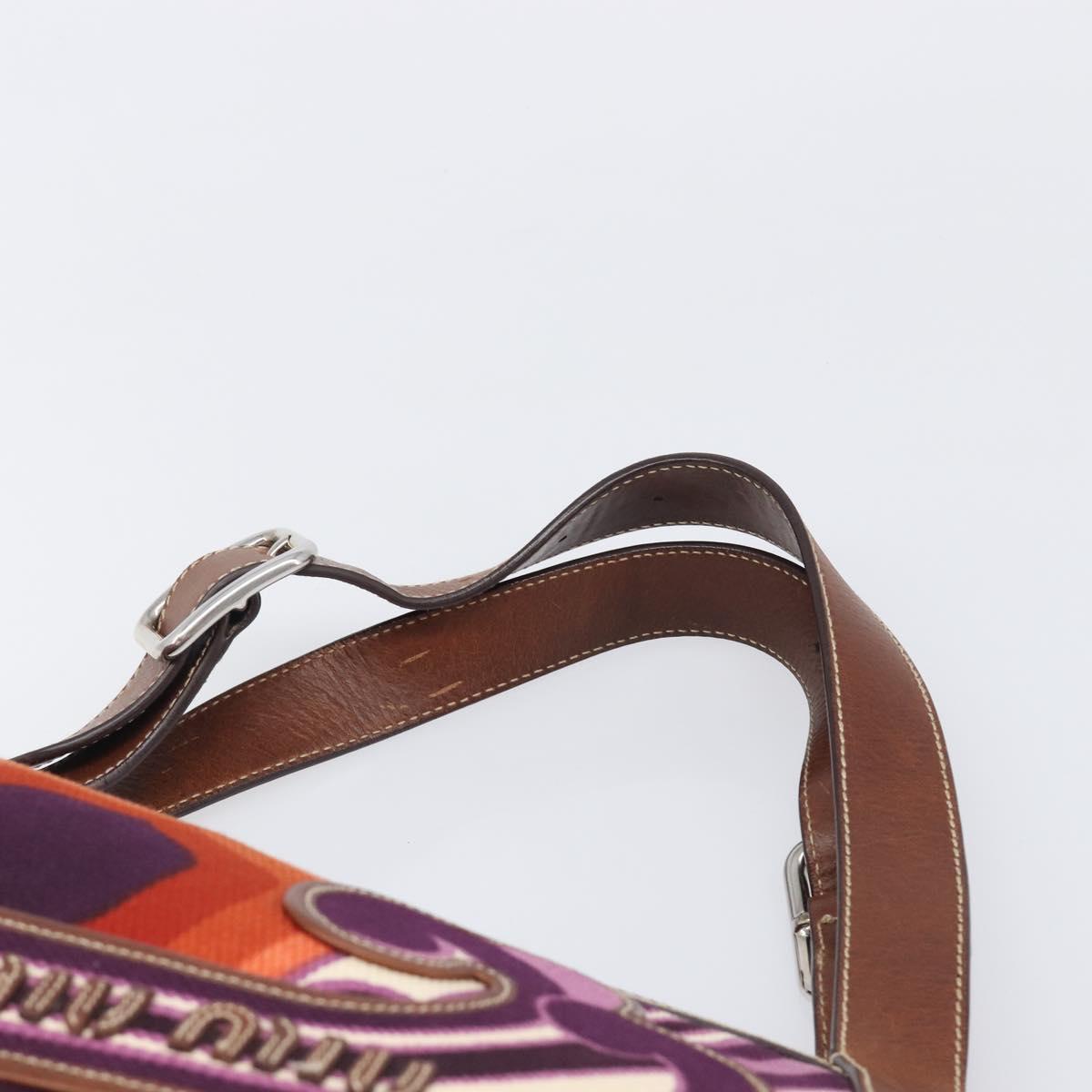Miu Miu Hand Bag Canvas Purple Brown Auth 199357A