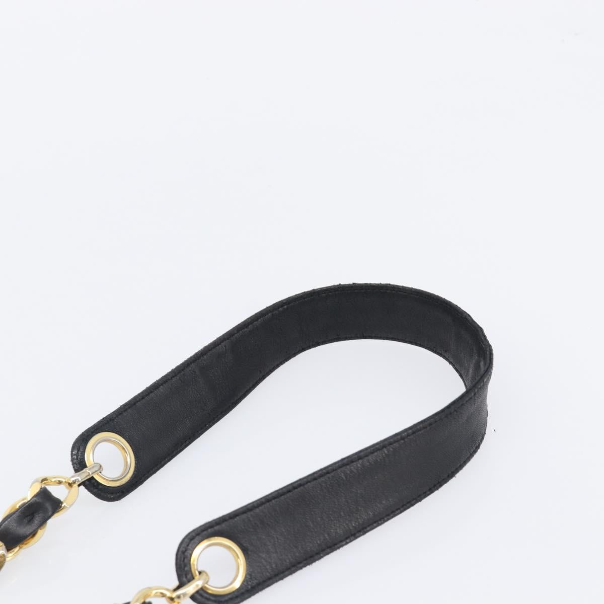 CHANEL Drawstring Chain Shoulder Bag Lamb Skin Black Gold Tone CC Auth 199358V