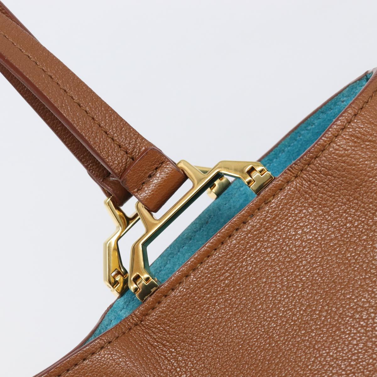 Miu Miu Hand Bag Leather Brown Gold Tone Auth 199360V