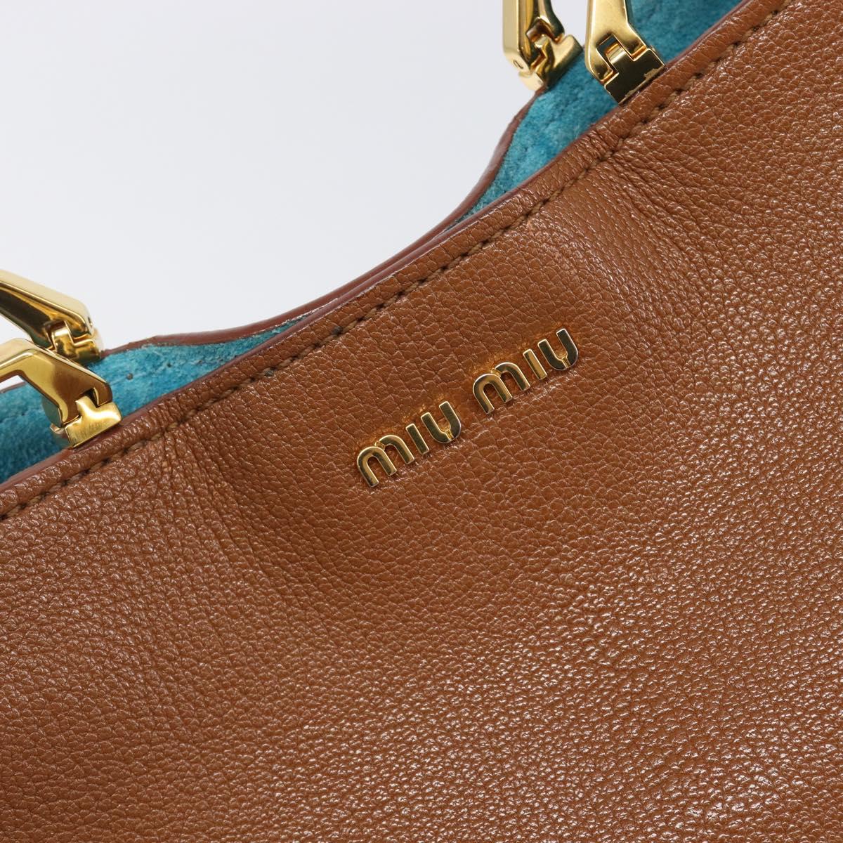 Miu Miu Hand Bag Leather Brown Gold Tone Auth 199360V