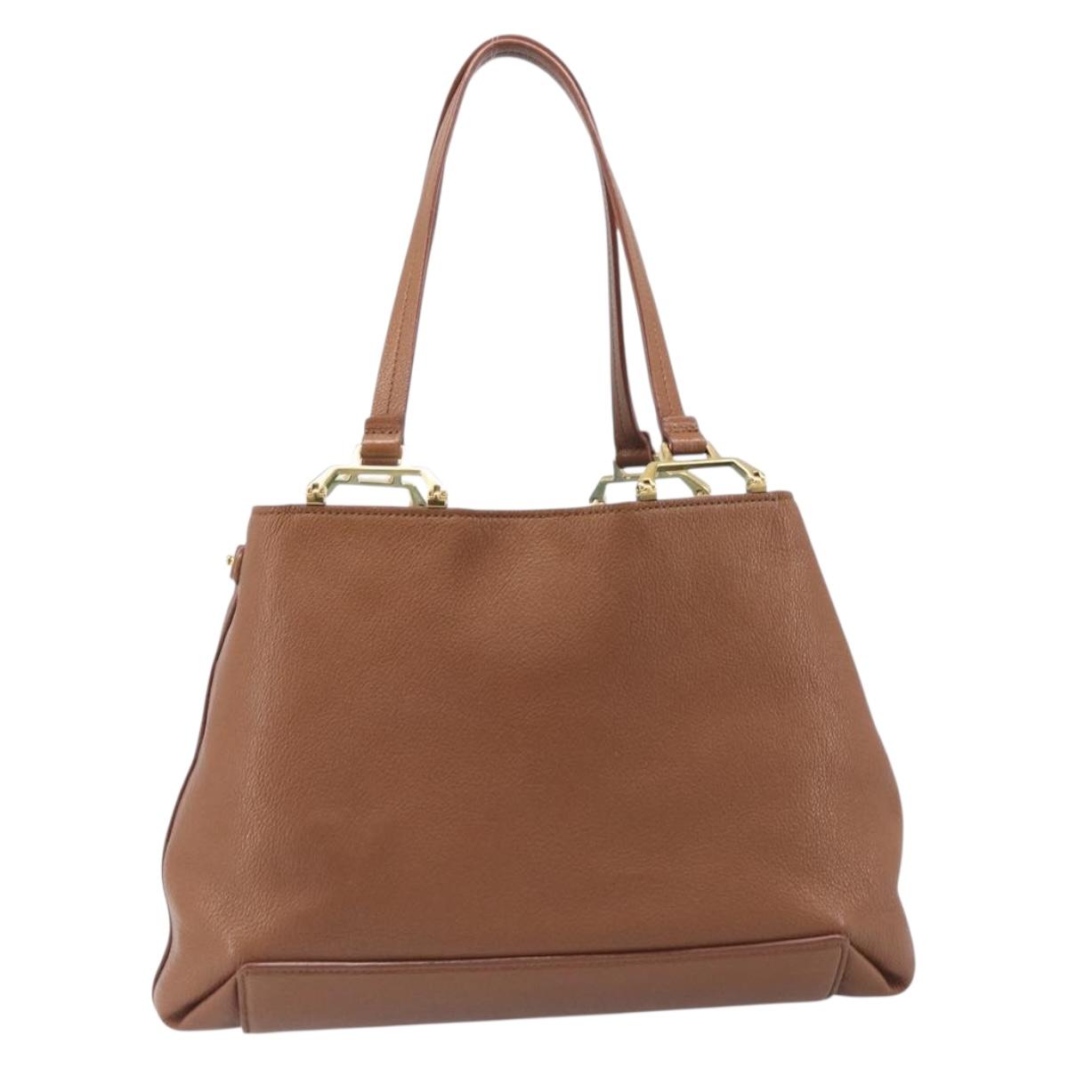 Miu Miu Hand Bag Leather Brown Gold Tone Auth 199360V