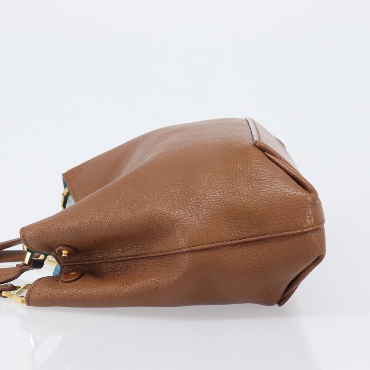 Miu Miu Hand Bag Leather Brown Gold Tone Auth 199360V