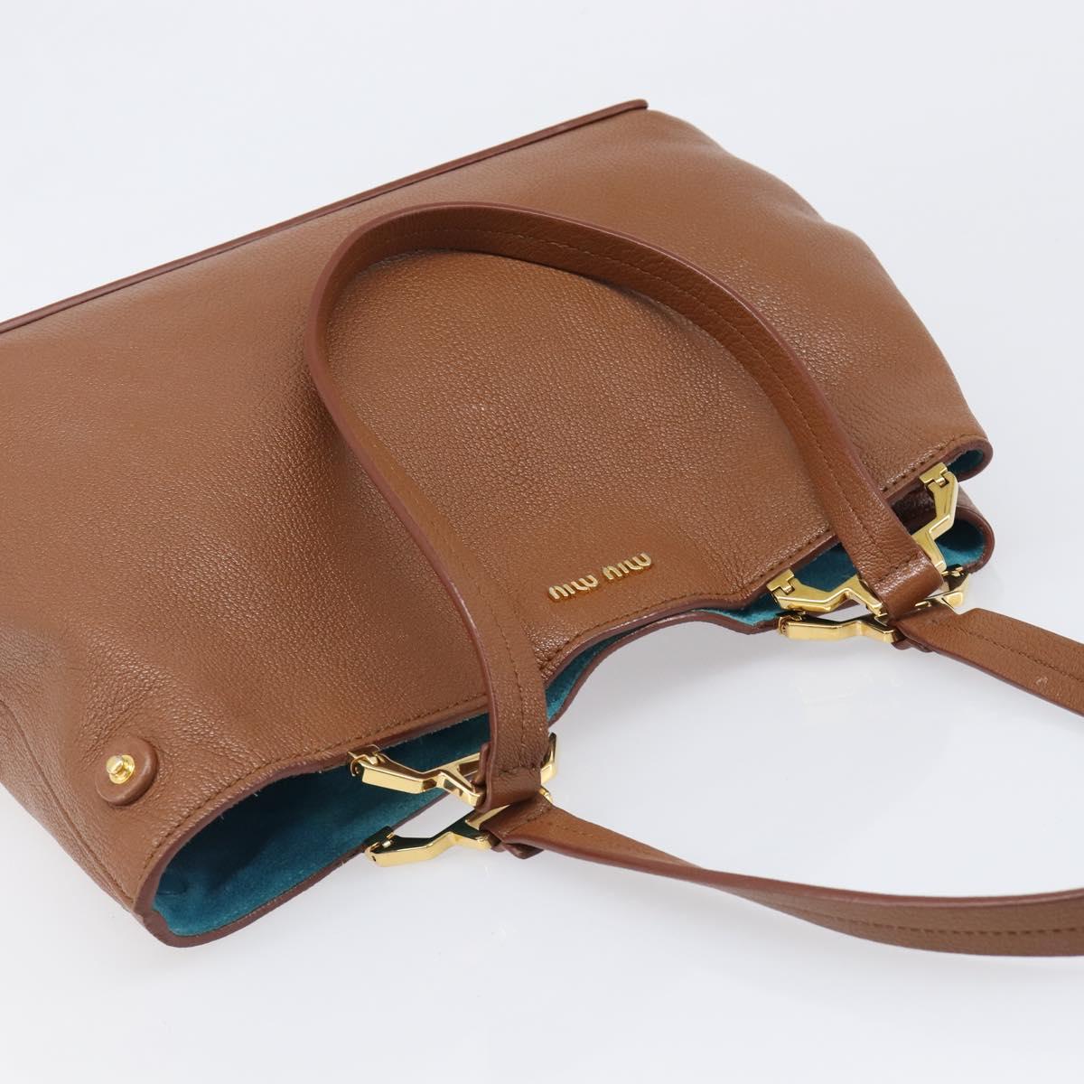 Miu Miu Hand Bag Leather Brown Gold Tone Auth 199360V
