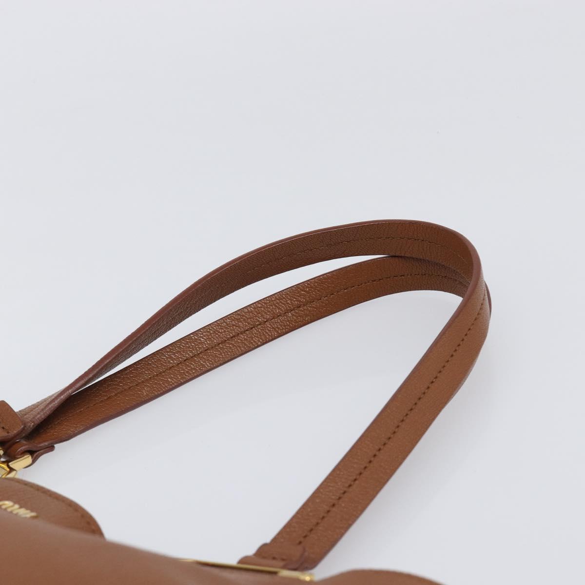 Miu Miu Hand Bag Leather Brown Gold Tone Auth 199360V