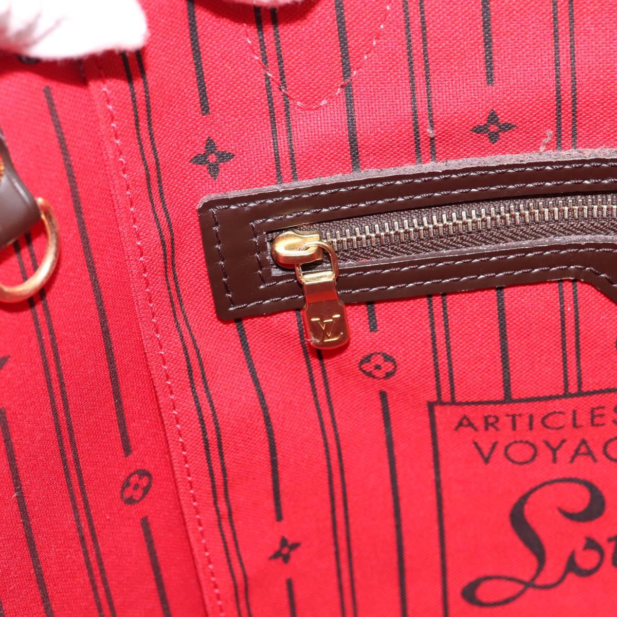 LOUIS VUITTON Damier Ebene Neverfull MM Tote Bag N51105 LV Auth 199361V