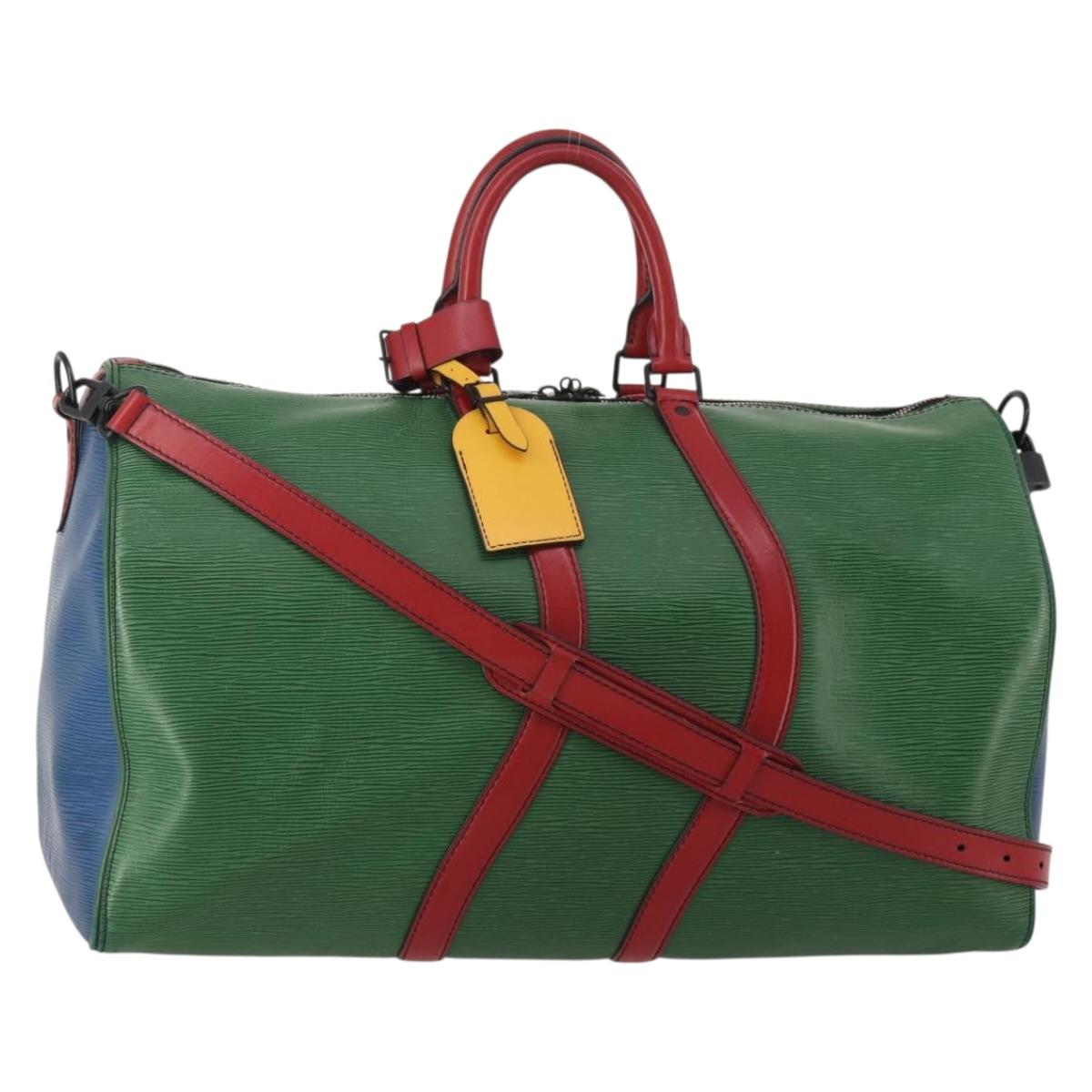 LOUIS VUITTON Epi Keepall Bandouliere 50 Bag Green Red Blue M55571 Auth 199362A