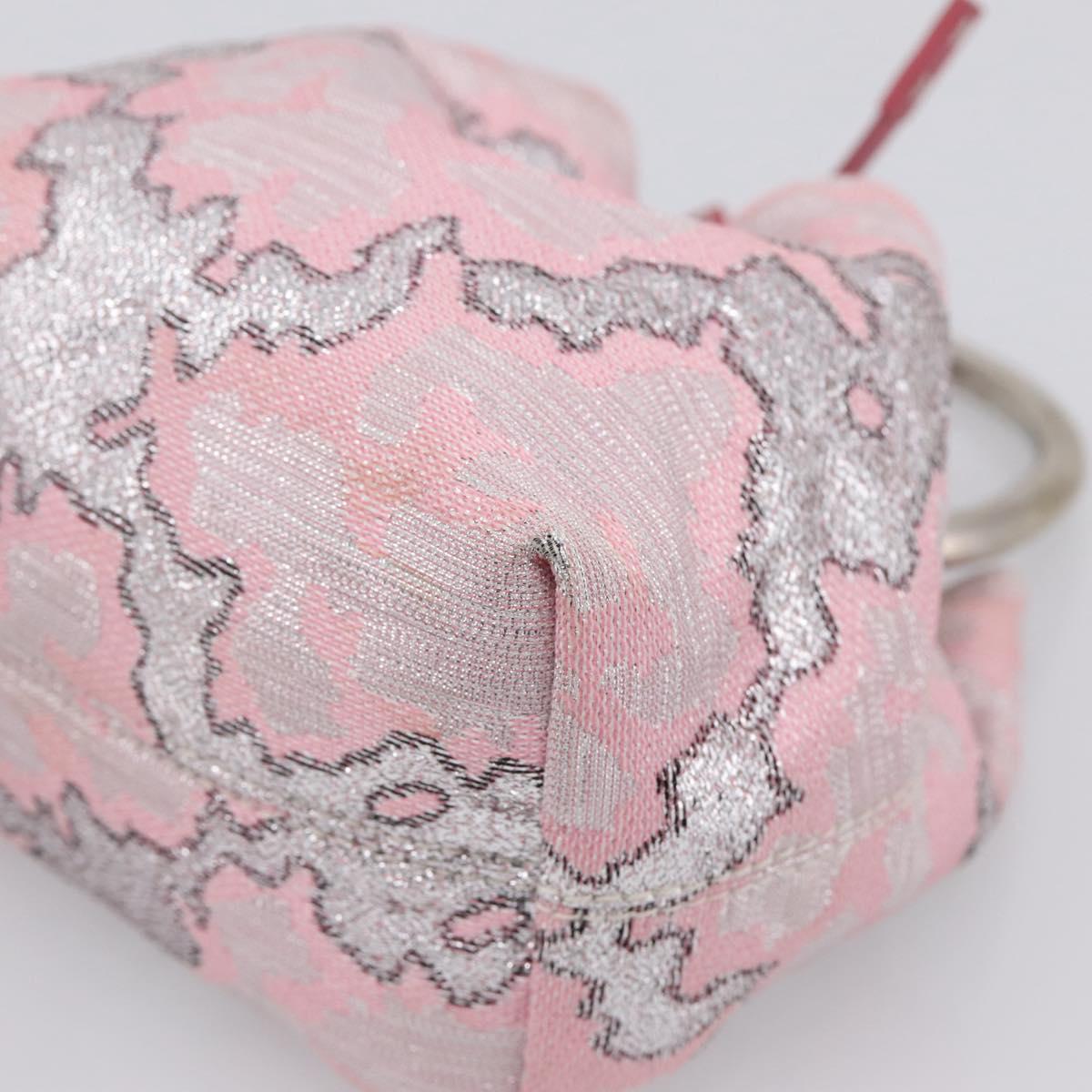 PRADA Brocade Hand Pouch Silk Pink Silver Auth 199363SAM