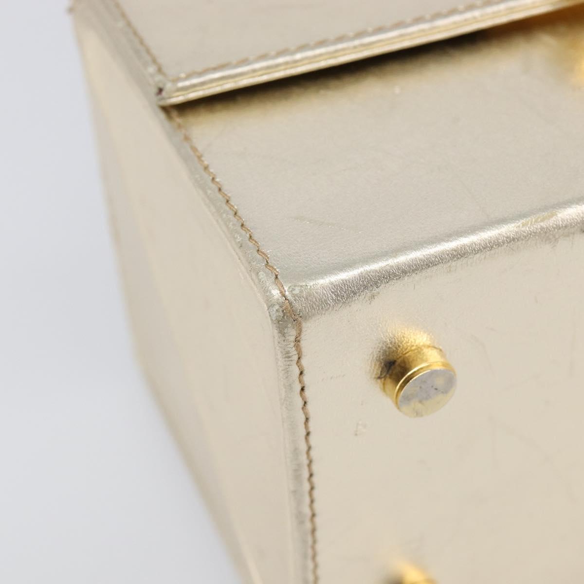 Salvatore Ferragamo Gancini Vanity Hand Bag Leather Gold Auth 199364A
