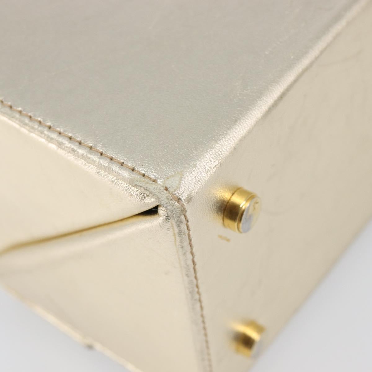 Salvatore Ferragamo Gancini Vanity Hand Bag Leather Gold Auth 199364A