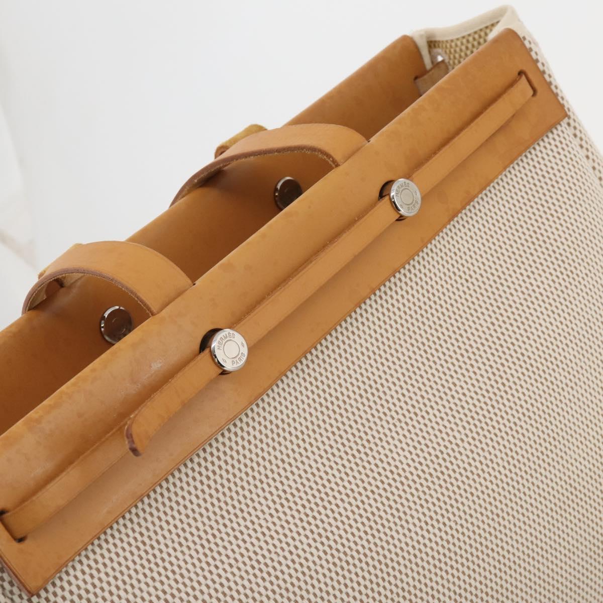 HERMES Herbag Cabas GM Tote Bag Tower Ash Beige Silver Auth 199376A