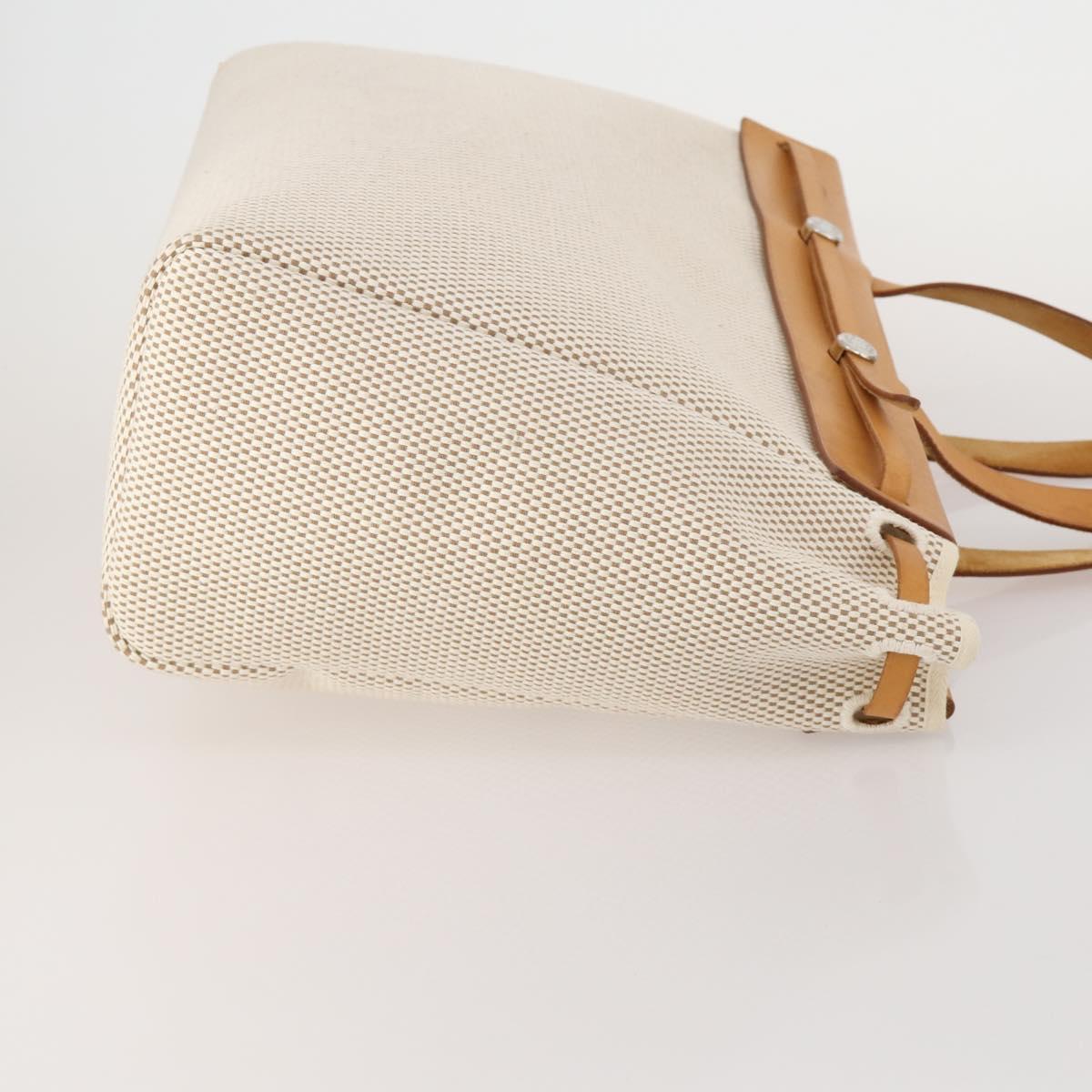 HERMES Herbag Cabas GM Tote Bag Tower Ash Beige Silver Auth 199376A