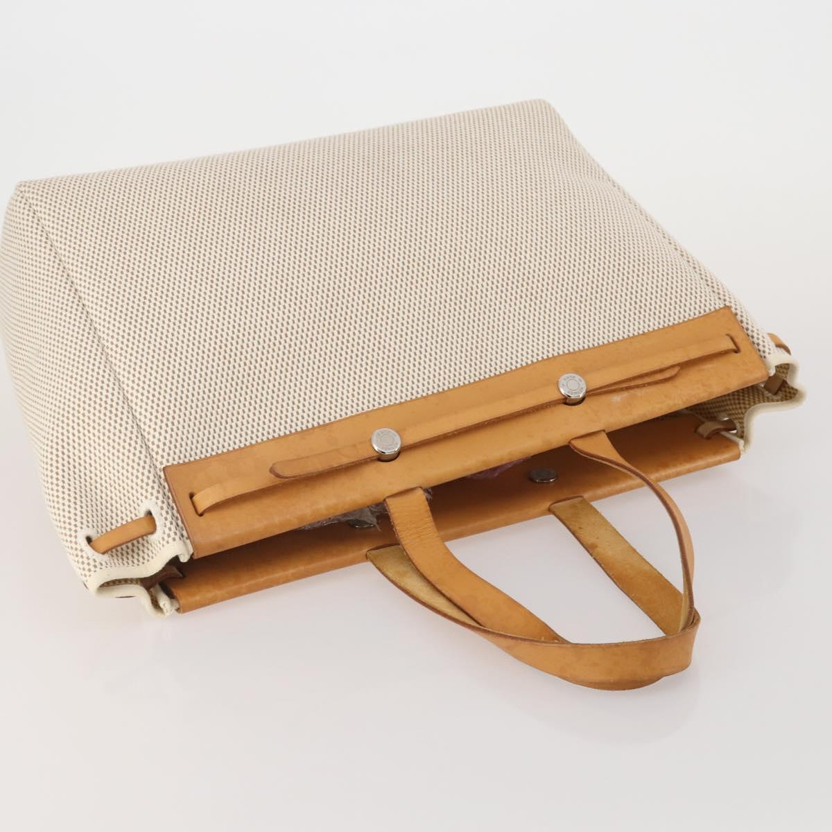 HERMES Herbag Cabas GM Tote Bag Tower Ash Beige Silver Auth 199376A