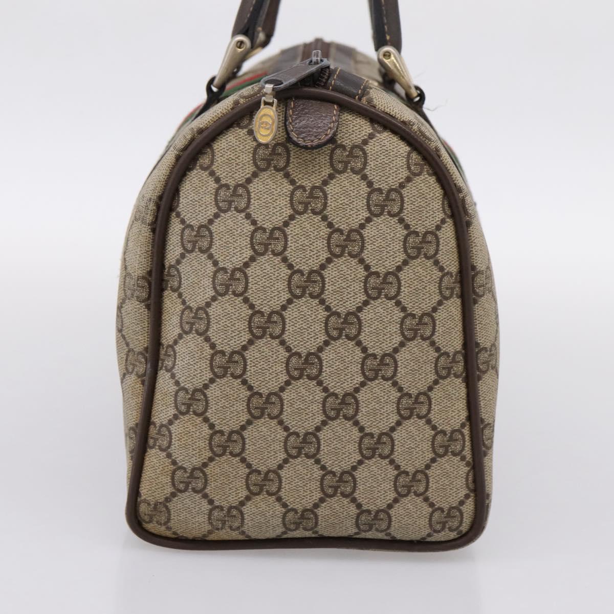 GUCCI GG Supreme Web Sherry Line Boston Bag PVC Beige 10 012 3842 Auth 199377